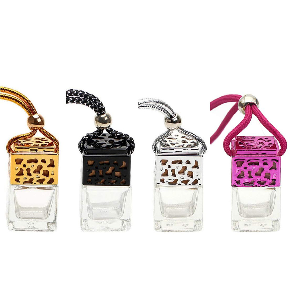 Best wholesale 8ml square empty glass car scent diffuser freshener perfume  bottle with vent clip Manufacturer and Factory